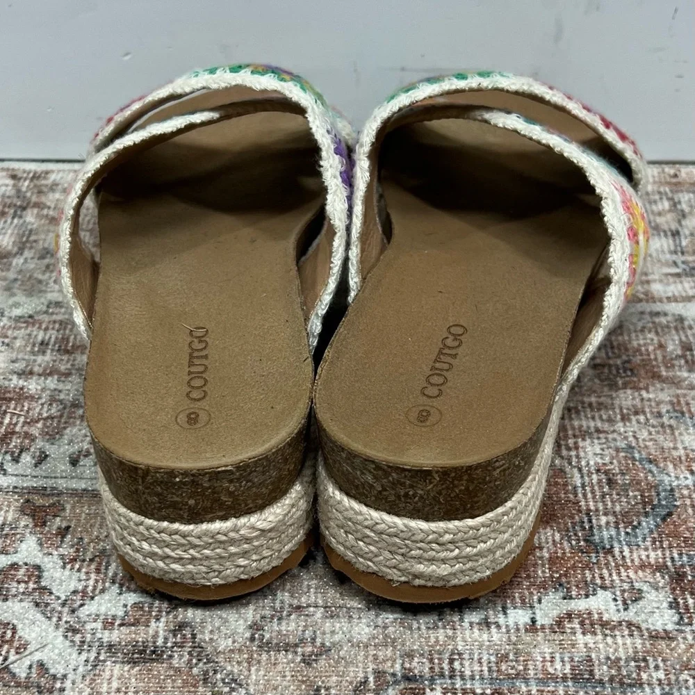 Coutgo Platform Espadrille Sandals Women 8 Floral Crochet Cork Platform Open Toe - Picture 5 of 6